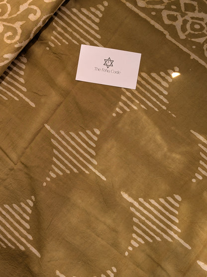 Bagru Hand Block Cotton Saree-Geometry