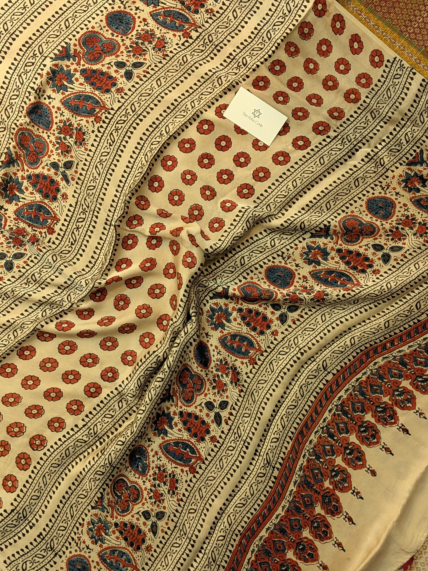 Ajrakh Modal Floral- Off-white