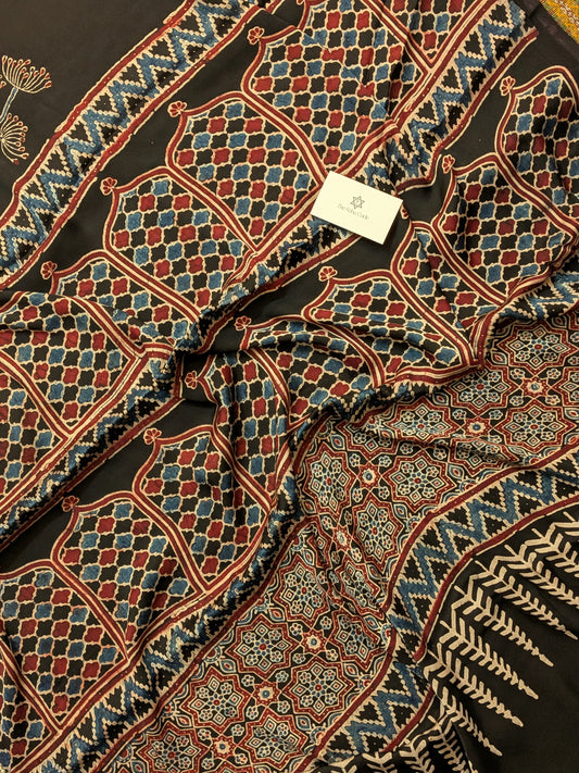 Ajrakh Modal Saree- Phool