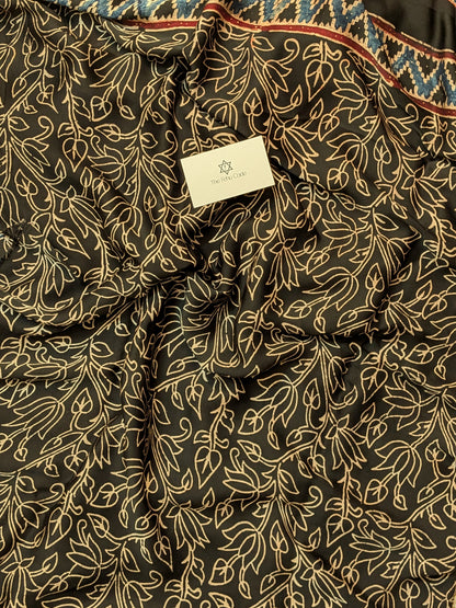Ajrakh Modal Saree- Phool