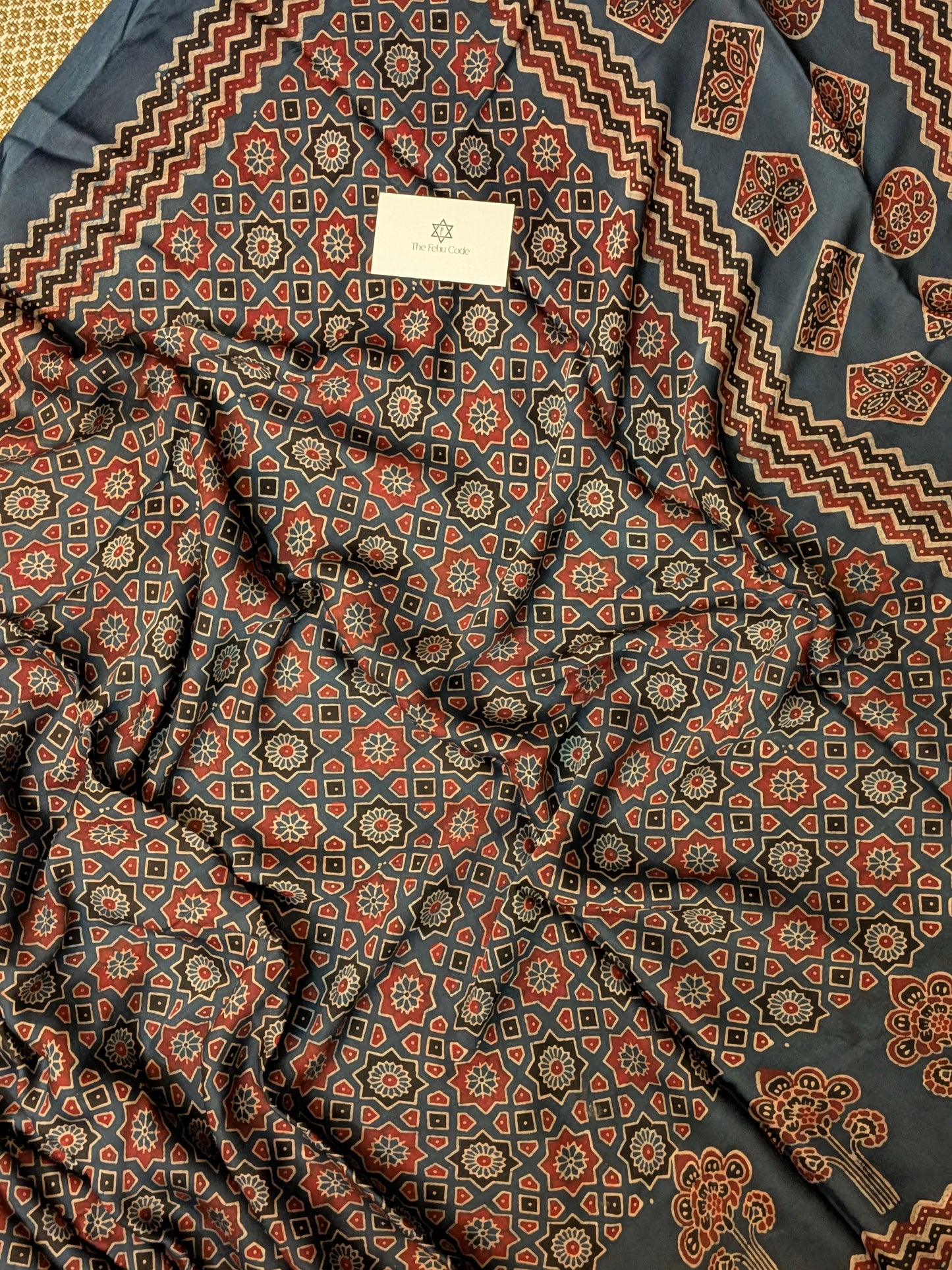 Ajrakh Modal Saree- Blue