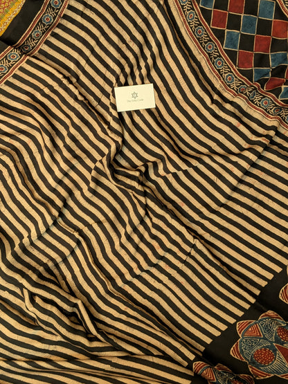 Ajrakh Modal saree- Stripes