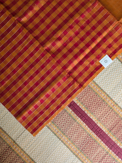 Paturu Pattu Checkered Borderless Saree