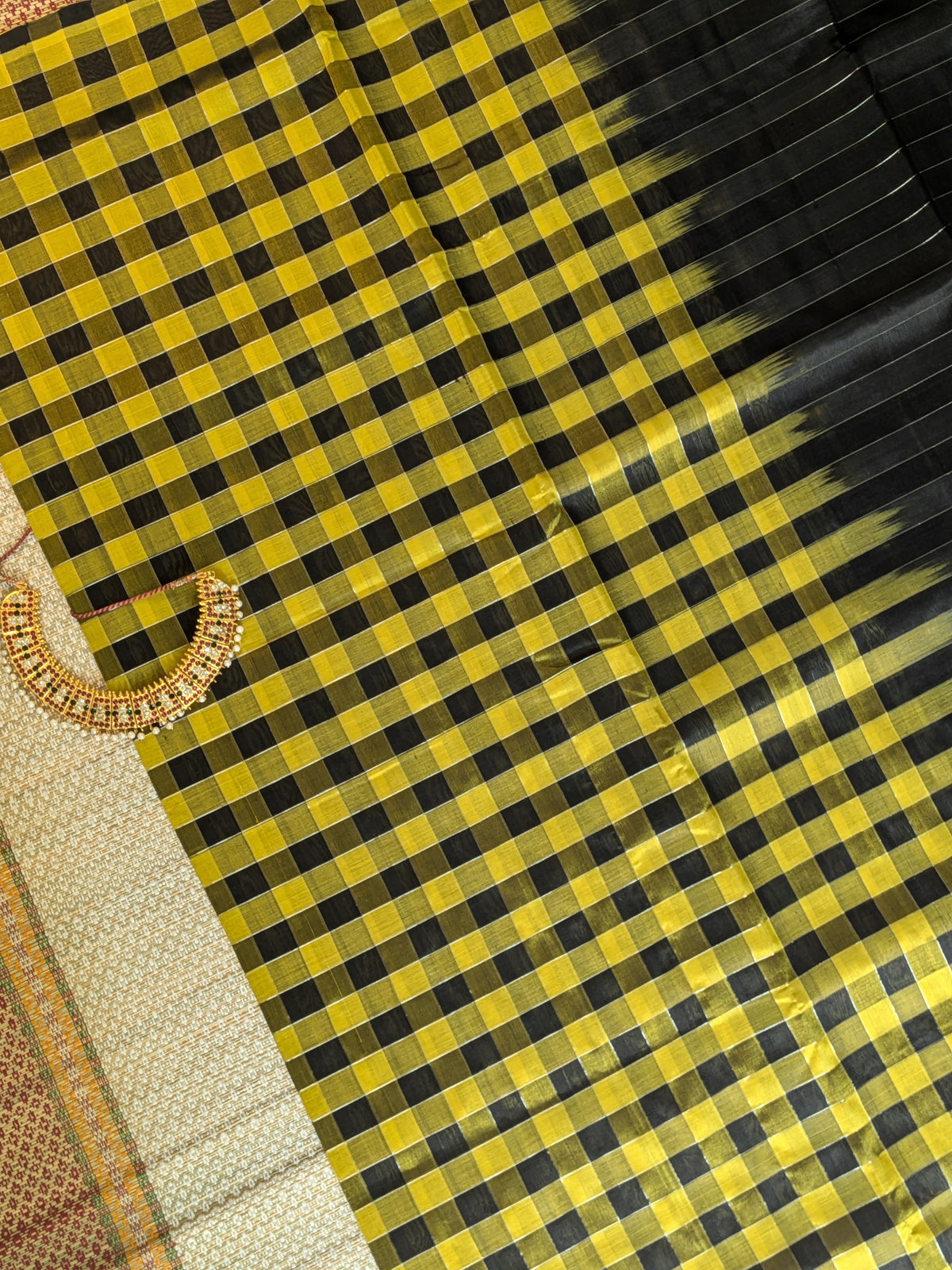 Paturu Pattu Checkered Borderless Saree