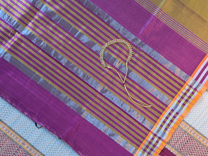 Paturu Plain Geometric Border Saree