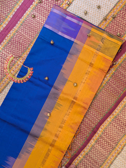 Paturu Pattu Semi Silk Saree- Ikkat Pallu