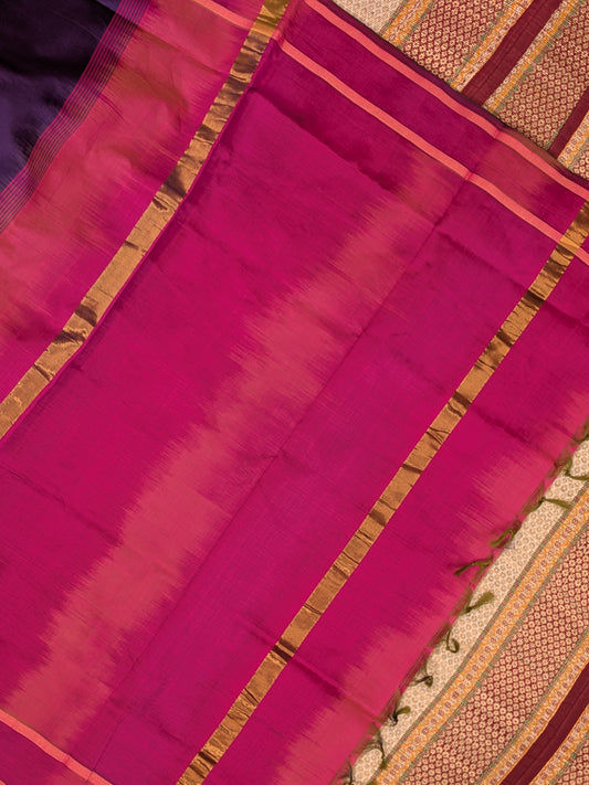 Paturu Pattu Semi Silk Saree- Ikkat Pallu