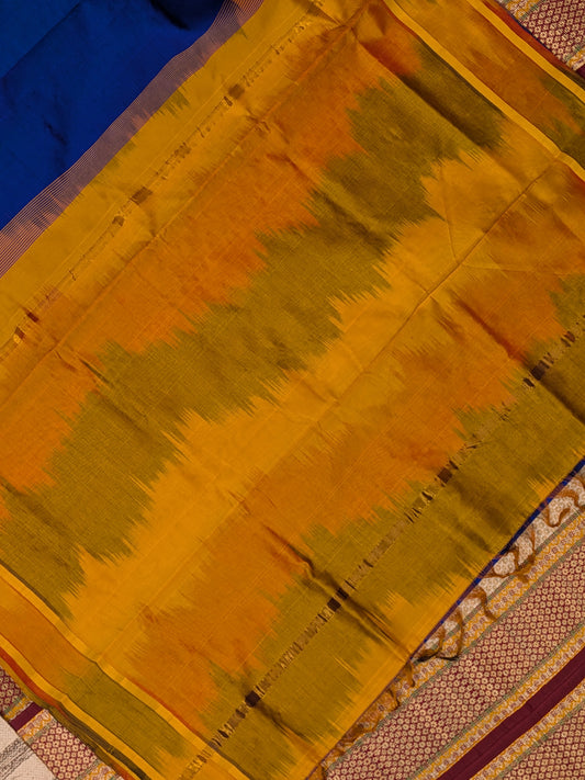 Paturu Pattu Semi Silk Saree- Ikkat Pallu
