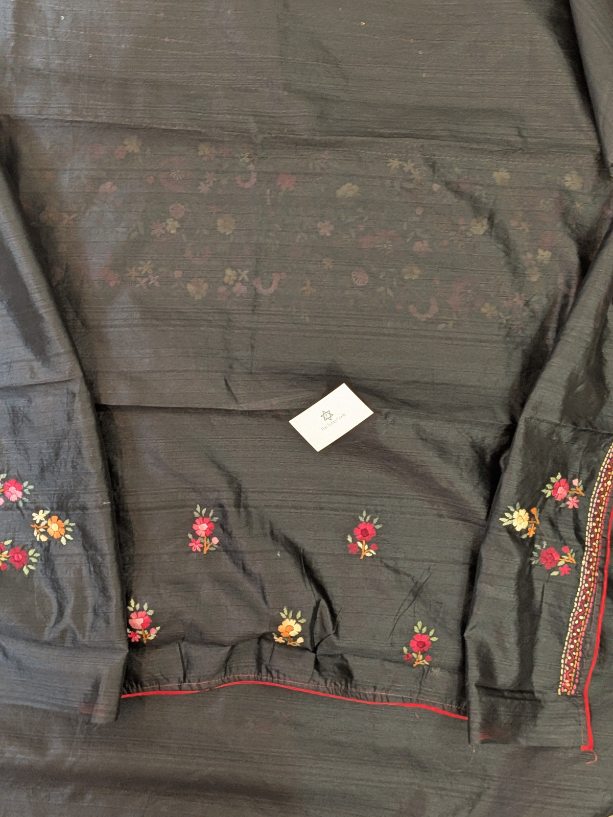 Tussar Embroidery Saree- Black