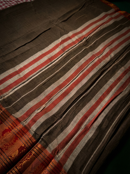 Grey Narayanpet Cotton Saree