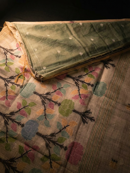 Lotus Munga Cotton Jamdani Buta Saree