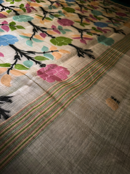 Lotus Munga Cotton Jamdani Buta Saree
