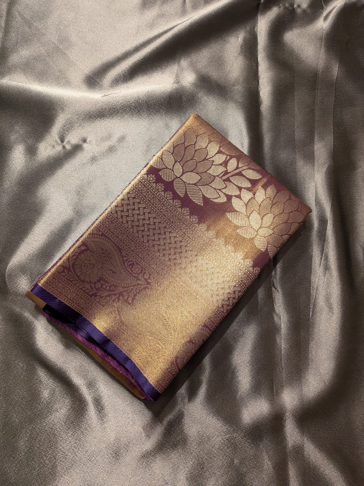 Semi Grand Tissue Silk Saree with Meenakari Work- Copper