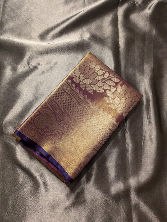 Semi Grand Tissue Silk Saree with Meenakari Work- Copper