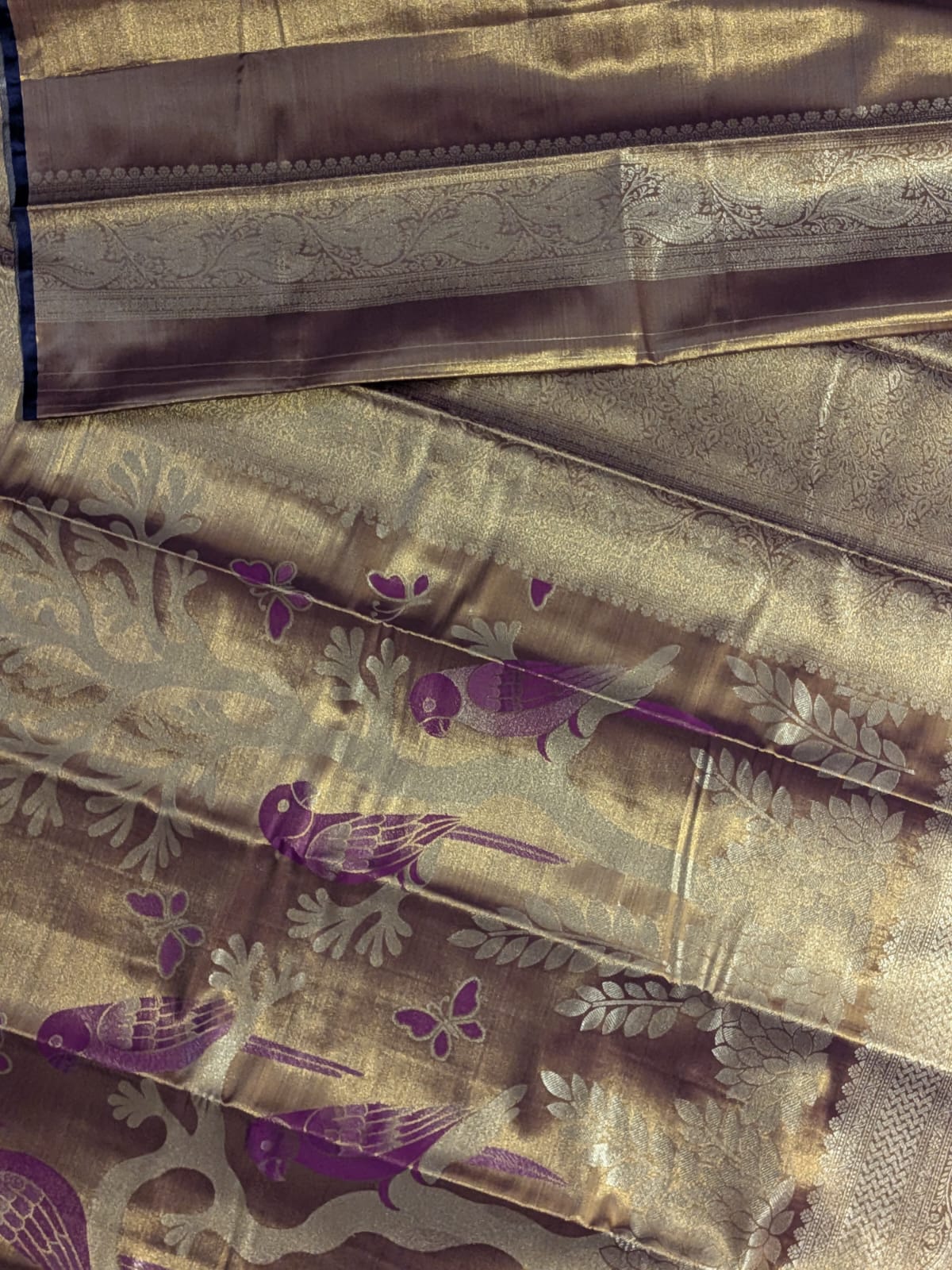 Semi Grand Tissue Silk Saree with Meenakari Work- Copper