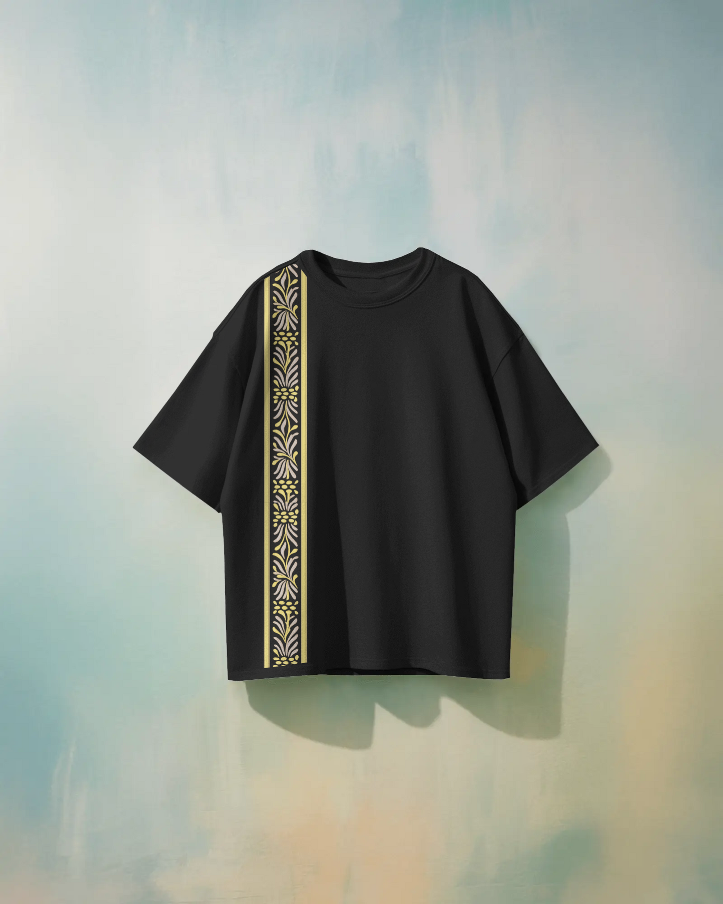 Royal Oversized Black T-Shirt – Horse, Elephant & Camel Art