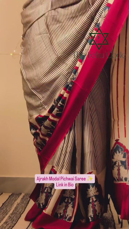 Ajrakh Modal Pichwai Saree